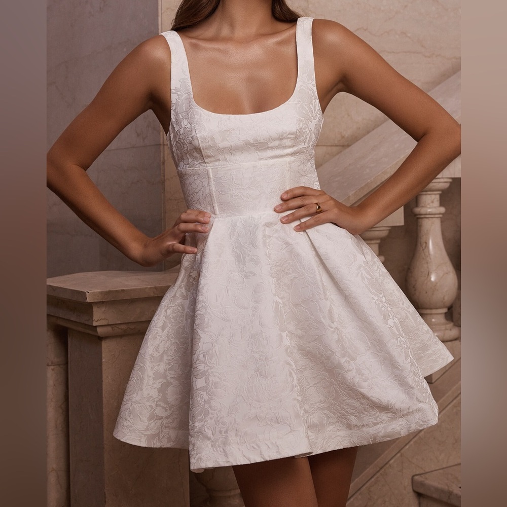 Showpo White Floral Textured Dress